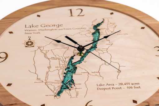 Detail of Relief of Lake George Wooden Lake Clock
