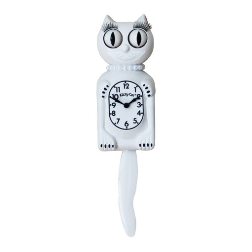 White Miss Kitty-Cat Clock