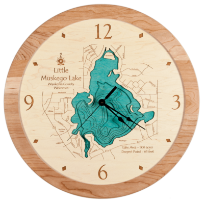 Little Muskego Lake - Custom Wooden Lake House Clock - Wisconsin